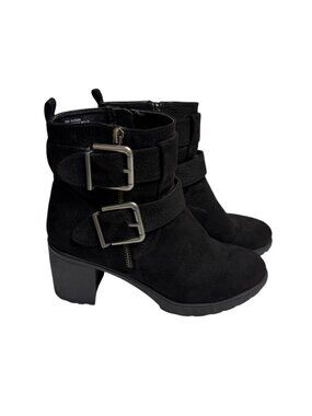 White Mountain Gilmour Boot Bootie Buckle Heeled Black Women 8.5